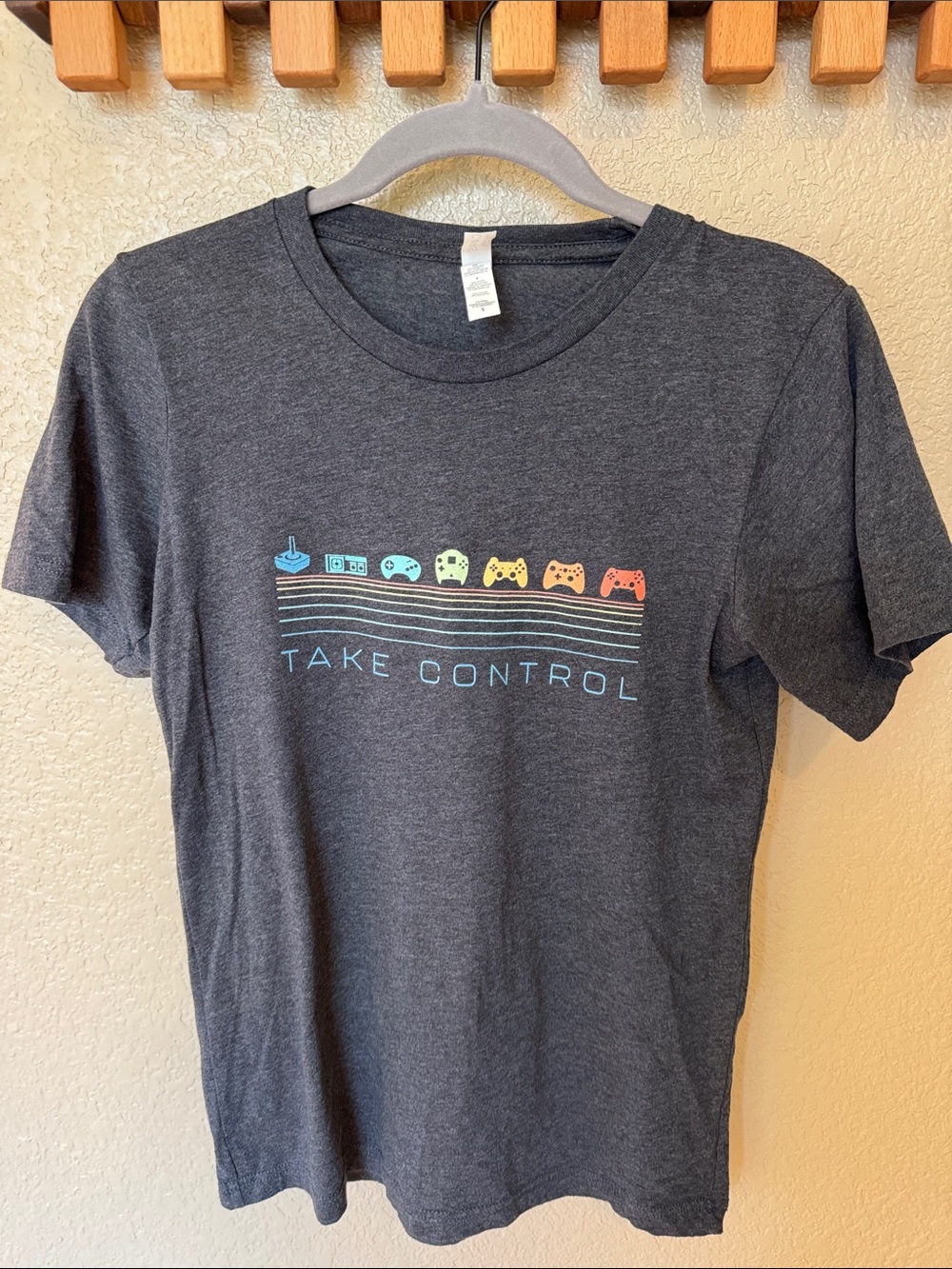 Bella Canvas Charcoal Tee with Multicolor Controller Icons